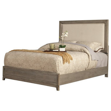 Alpine Furniture Camilla California King Wood Panel Bed in Antique Gray