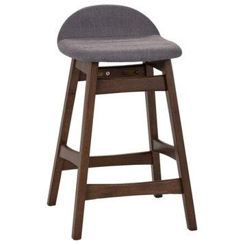 Home Square 24.75" 2 Piece Upholstered Fabric Saddle Wood Barstool Set in Gray