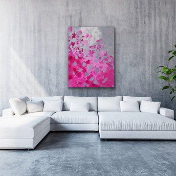 pink abstract art Modern Contemporary Paintings for Family Room