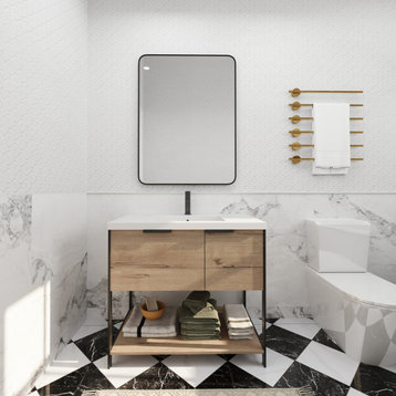 BNK 36" Freestanding Bathroom Vanity With Soft Close Door and Drawer, 36x18, Imitative Oak