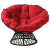 Papasan Chair with Red cushion and Black Resin Wicker Frame