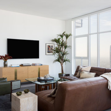 Downtown LA Hill St Modern High Rise Apartment Living Room