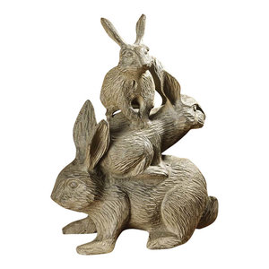 Bunny Rabbit Statue Home Statuary Figurines Easter Decor Matchstick Holder