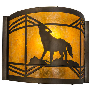 12 Wide Wolf on the Loose Wall Sconce
