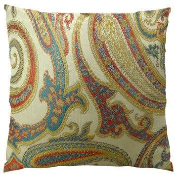 Plutus Paisley Cove Handmade Throw Pillow, Single-Sided, 20"x30" Queen