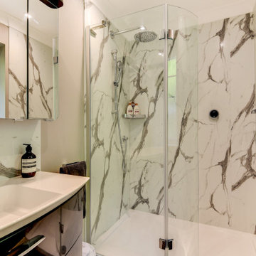 White Marble Bathroom in Worthing, West Sussex