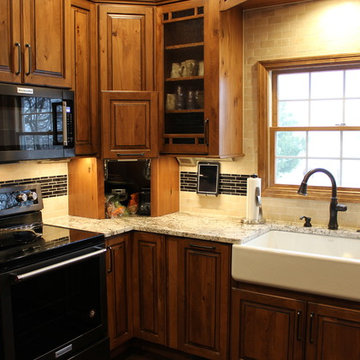 Rural Kewanee Kitchen Remodel With Rustic Beech Cabinets and White Sand Granite