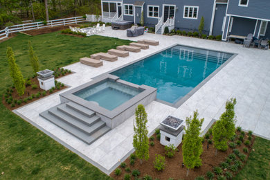 Backyard paradise featuring our stunning Rocky 24x48 porcelain pavers