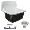 Cast Iron Wall-Mount Utility Sink Set With Drain and Faucet, Chrome Accessories