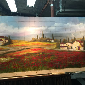Tuscan Tile Mural hand painted