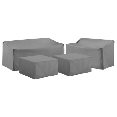 4-Piece Cover Set, Gray, Loveseat, Sofa, 2 Square Table