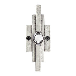 HawkHillHardware - Skyline Bell Plate With Button, Black Iron - Doorbells And Chimes