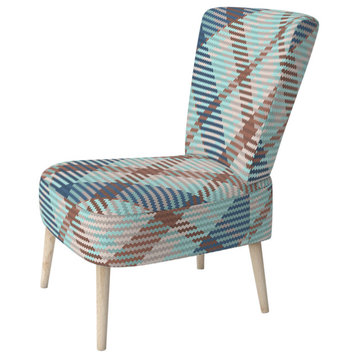 Turquoise Checked Tartan Chair, Side Chair