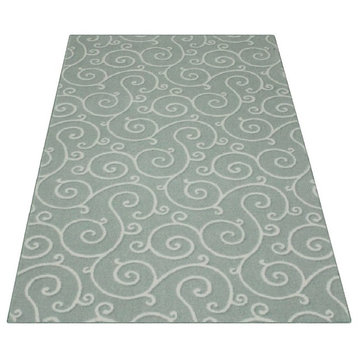 Square 12'x12' Traces Aqua Mist, Carpet Rug, 40 oz Nylon
