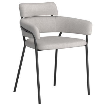 Set of 2 Modern Fabric and Metal Side Chair, Gray