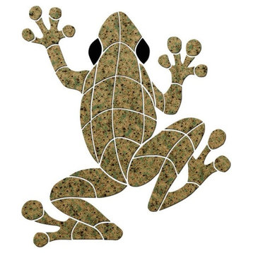 Large Frog Ceramic Swimming Pool Mosaic 24"x21", Light Brown