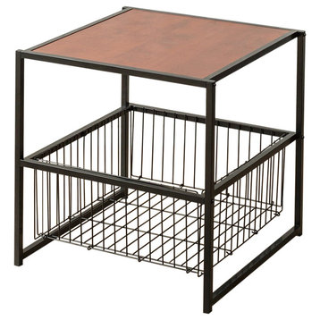20" Deluxe Side/End Table/Coffee Table With Metal Storage Basket