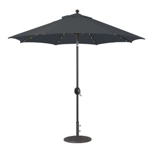 9 Auto Tilt Patio Umbrella With Led Lights Transitional Outdoor Umbrellas By Galtech