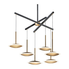 ET2 E21546-90 Saucer 6 Light 29"W LED Chandelier - Black / Gold