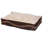 Paseo Road by HiEnd Accents - HiEnd Accents Embroidered Barbwire Dog Bed - Let sleeping dogs lie when they're snuggled up on this chocolate suede dog bed with tan embroidered barbedwire on the sides. This comfortable pet bed measures a generous 23" x 34" x 6". This bed is easily paired with several of the other bedding sets in the western collections.  All dog beds have a non-slip backing, polyester fill and soft plush sleep area. Easy care- removable, washable outer cover and water resistant inner filling liner.