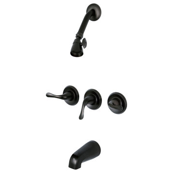 Kingston Brass Three-Handle Tub Shower Faucet, Oil Rubbed Bronze