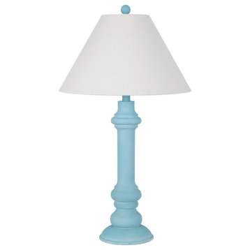 Polyresin 30" Table Lamp with Linen Shade, Matte Rapture Blue (Set of 2)