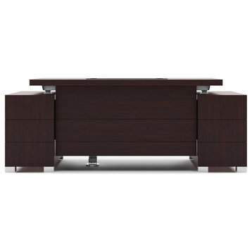 79" Modern Ford Dark Walnut Wood Adjustable Height Desk 4-Drawer Storage