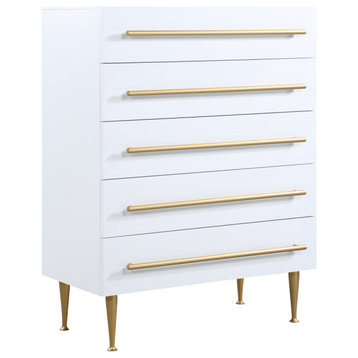 Marisol Wood / Metal Contemporary Chest, Rich White Finish