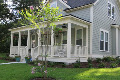 Inspiration for a mid-sized timeless gray two-story exterior home remodel in Atlanta