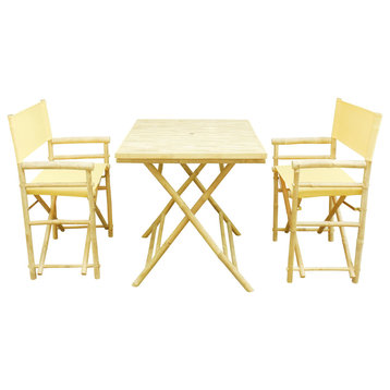 Square Table Set With 2 Director Canvas Chairs, Nude
