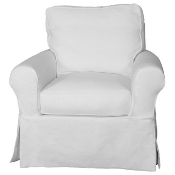 Horizon Slipcovered Swivel Rocking Chair, Performance Fabric, White