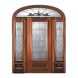 Pre-hung Sidelights-Transom Door 80 Mahogany Kensington 3/4 Lite - Front Doors