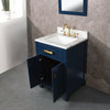 Madison 24" Carrara White Marble Vanity, Monarch Blue With Mirror