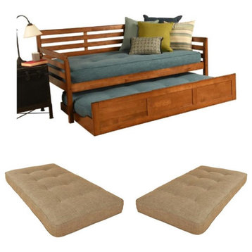 Home Square 3-Piece Set with 2 Daybed Mattresses and Daybed in Brown