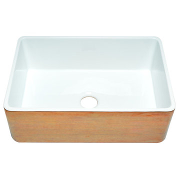 Hammered Copper/Fluted 30 inch Fireclay Farmhouse Kitchen Sink