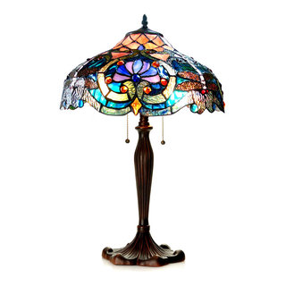 Chloe Lighting 2 Light Victorian Table Lamp With Multi-Colored ...