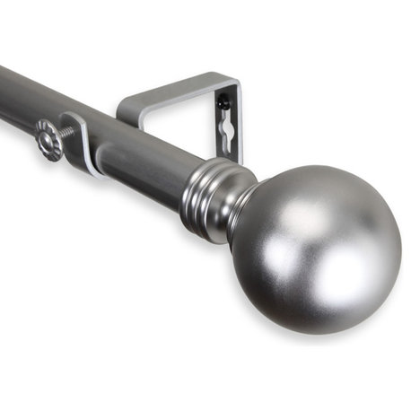 Globe Curtain Rod, Satin Nickel, 28"-48"