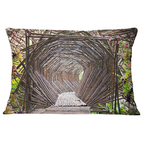 Bamboo Tunnel in the Garden Landscape Printed Throw Pillow, 12"x20"