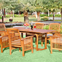 7 piece Acacia Wood Dining Set - Outdoor Dining Sets