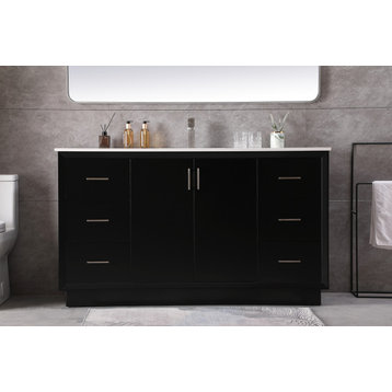 60" SIngle Bathroom Vanity, Black