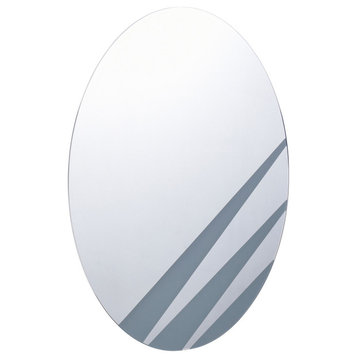 Gray and Clear Contemporary Oval Geometric Design Frameless Mirror