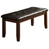 Wood Based Leather Tufted Bench In Dark Brown
