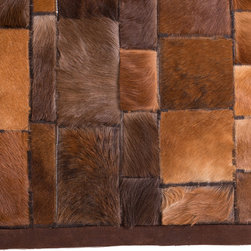 Luxury Handmade Cowhide Patchwork Area Rug, Rectangle, Brown, 5&rsquo;0&rdquo;x4&rsquo;2&rdquo; - Area Rugs