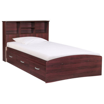 Better Home Products California 41 x 77" Wood Twin Captains Bed in Mahogany