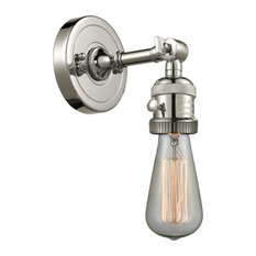 1-Light Bare Bulb 4.5" Sconce With a "High-Low-Off" Switch, Polished Nickel