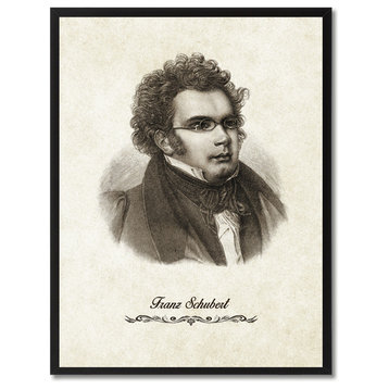 Schubert Musician Print on Canvas with Picture Frame, 13"x17"