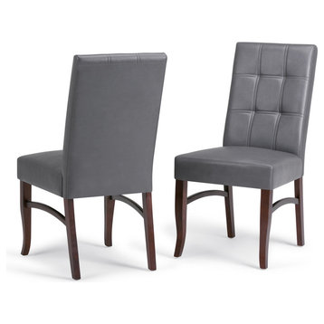 Ezra Contemporary Deluxe Dining Chair (Set Of 2) In Stone Grey Faux Leather