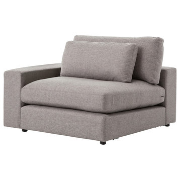 Contemporary Gray Fabric Upholstered Left Arm Facing Chair