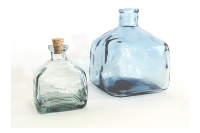 Xaquixe Handblown Square Bottle - Small - Clear Green