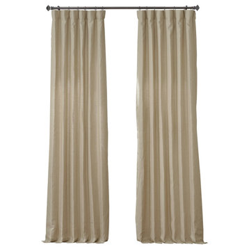Walnut Beige French Linen Curtain Single Panel, 50"Wx96"L